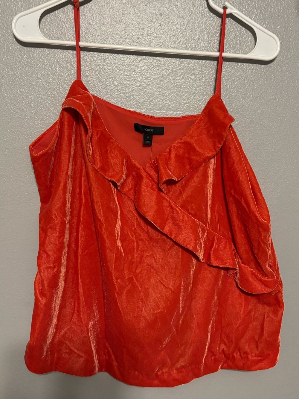 J. Crew Red Velvet Ruffle Cami - Picture 3 of 3